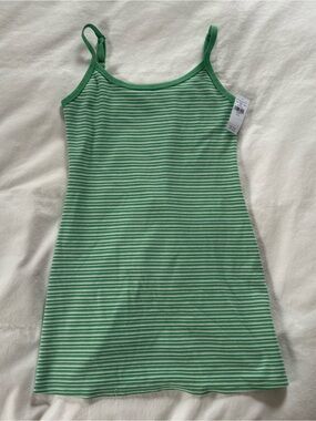 american eagle green striped dress American Eagle Coastal Green Striped Dress Size Small Sleeveless